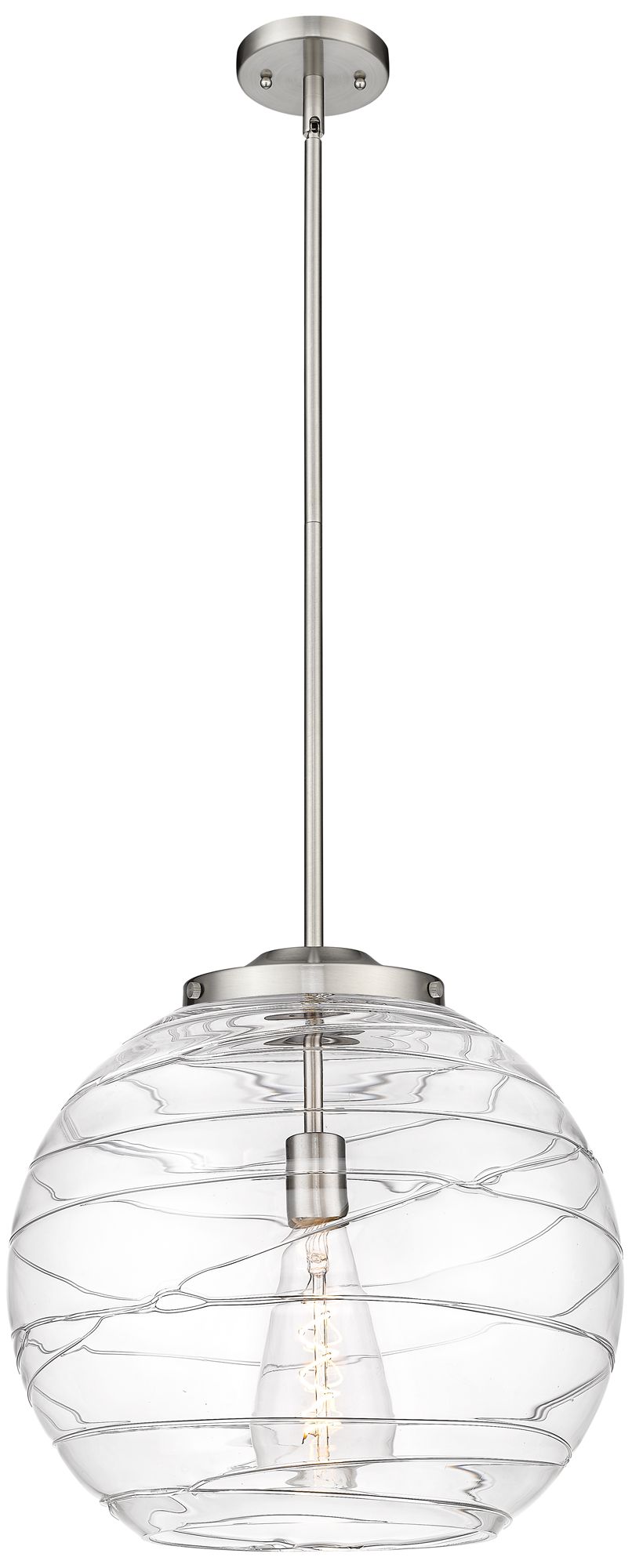 Athens 16" Brushed Nickel LED Pendant w/Clear Deco Swirl Made to Order