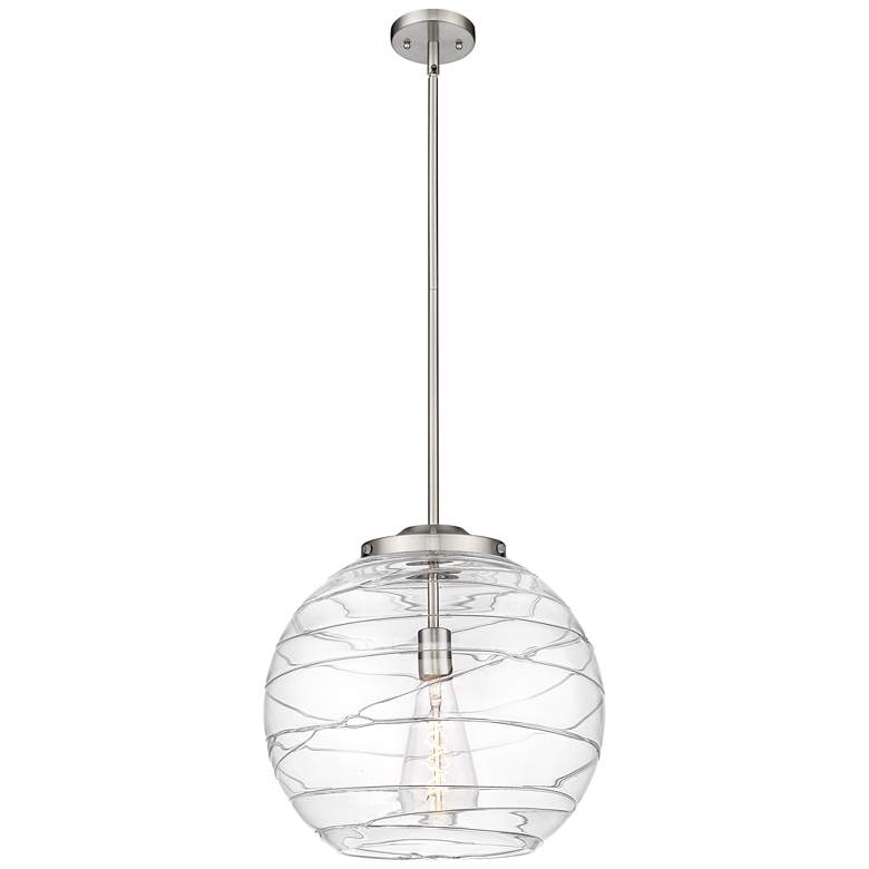 Image 1 Athens 16" Brushed Satin Nickel LED Pendant With Clear Deco Swirl Shad