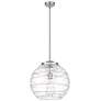 Athens 16" Brushed Satin Nickel LED Pendant With Clear Deco Swirl Shad