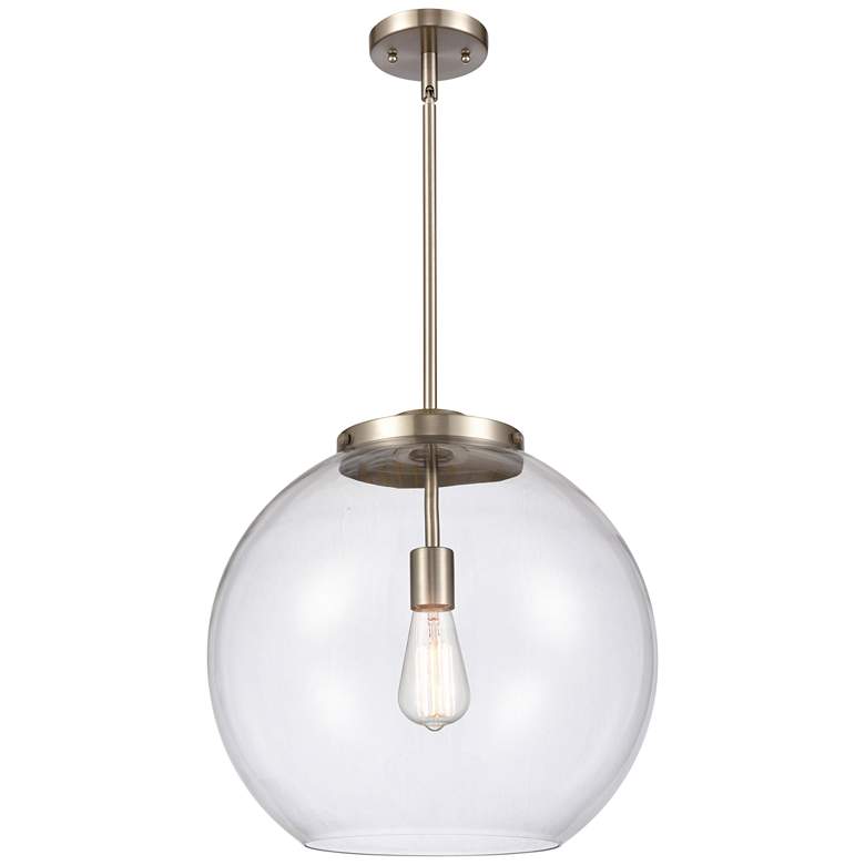 Image 1 Athens 16" Brushed Satin Nickel Pendant w/ Clear Shade