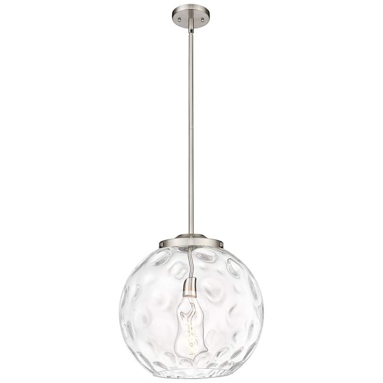 Image 1 Athens 16 inch Brushed Satin Nickel Pendant w/ Clear Water Glass Shade