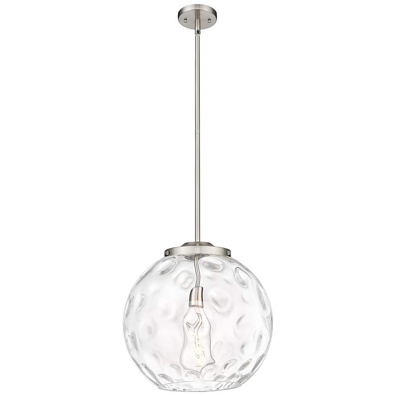 Image 1 Athens 16" Brushed Satin Nickel Pendant w/ Clear Water Glass Shade