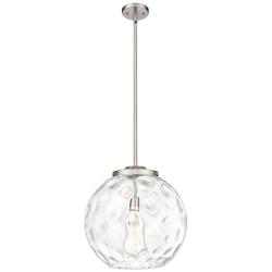 Athens 16" Brushed Satin Nickel Pendant w/ Clear Water Glass Shade