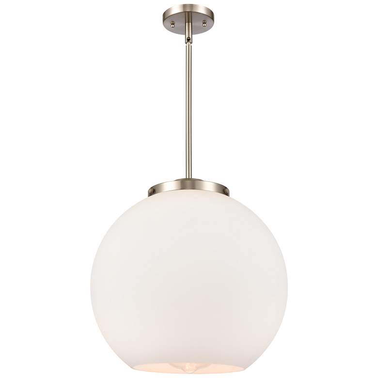 Image 1 Athens 16" Brushed Satin Nickel Pendant w/ Matte White Shade