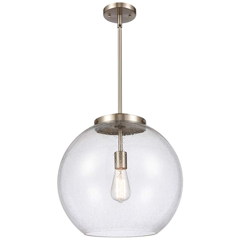 Image 1 Athens 16" Brushed Satin Nickel Pendant w/ Seedy Shade