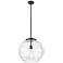 Athens 16" Matte Black LED Pendant With Clear Deco Swirl Shade