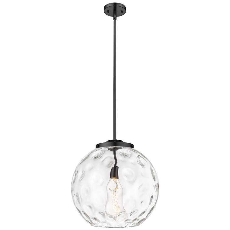 Image 1 Athens 16" Matte Black Pendant w/ Clear Water Glass Shade