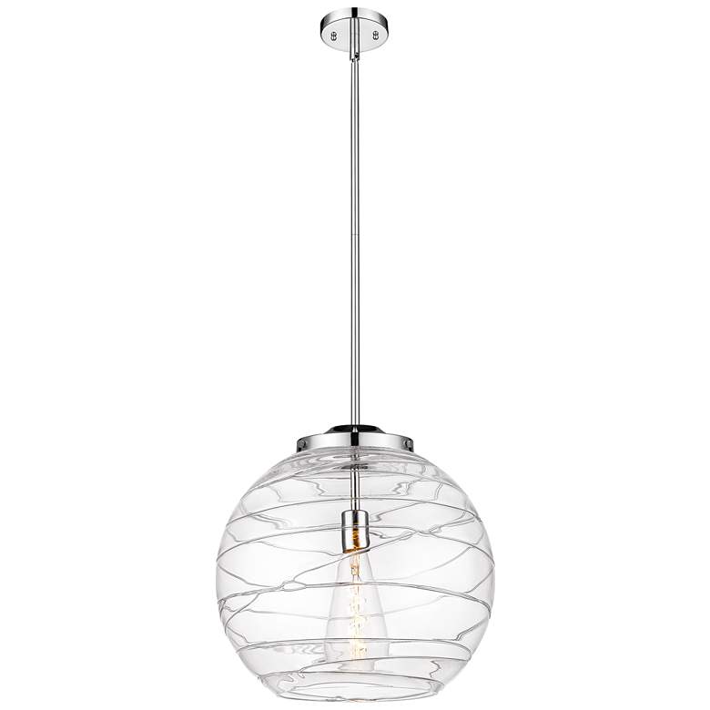 Image 1 Athens 16" Polished Chrome Pendant w/ Clear Deco Swirl Shade
