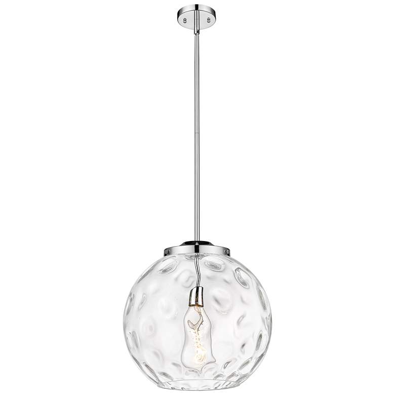 Image 1 Athens 16 inch Polished Chrome Pendant w/ Clear Water Glass Shade