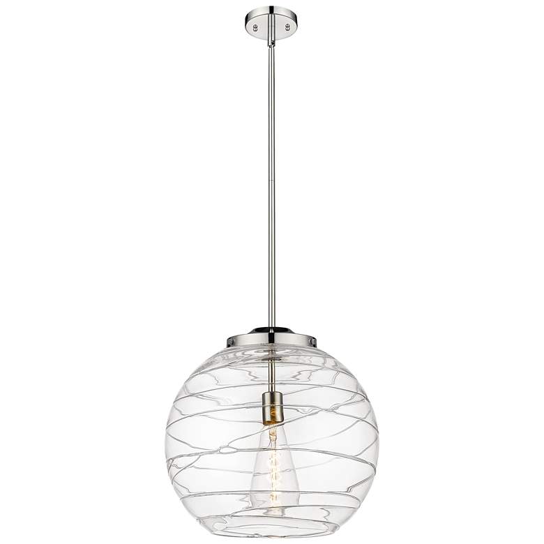 Image 1 Athens 16" Polished Nickel Pendant w/ Clear Deco Swirl Shade