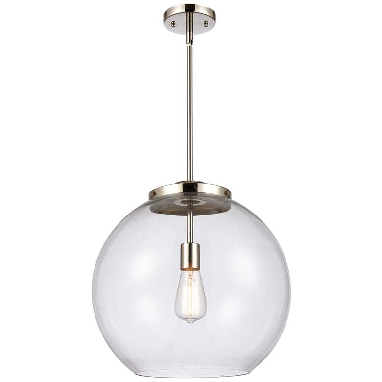 Image 1 Athens 16" Polished Nickel Pendant w/ Clear Shade