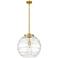 Athens 16" Satin Gold LED Pendant With Clear Deco Swirl Shade
