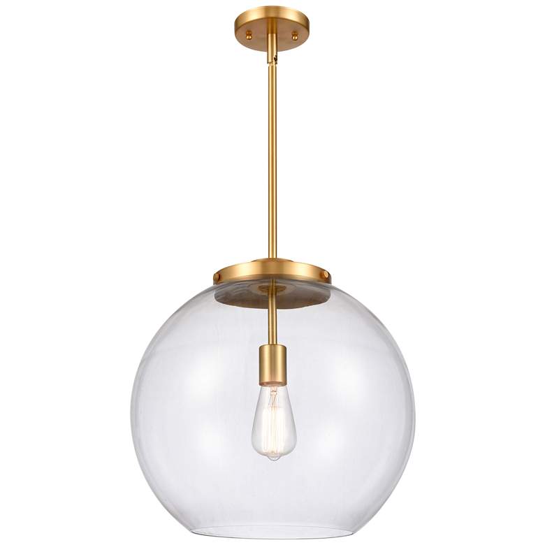 Image 1 Athens 16" Satin Gold Pendant w/ Clear Shade