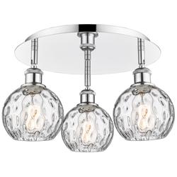 Athens 17.63&quot; Wide 3 Light Polished Chrome Flush Mount w/ Water Glass