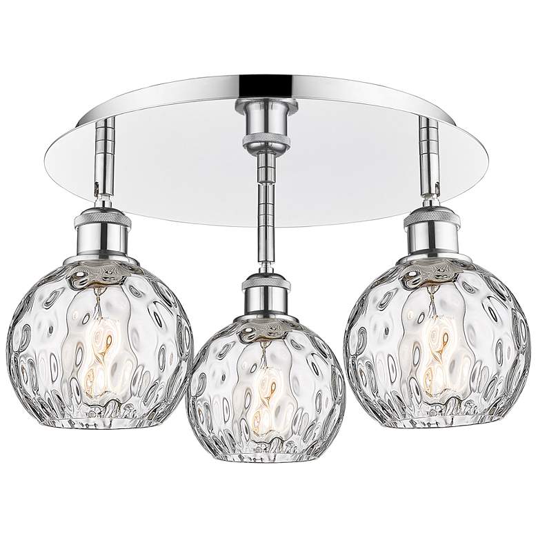 Image 1 Athens 17.63 inch Wide 3 Light Polished Chrome Flush Mount w/ Water Glass 