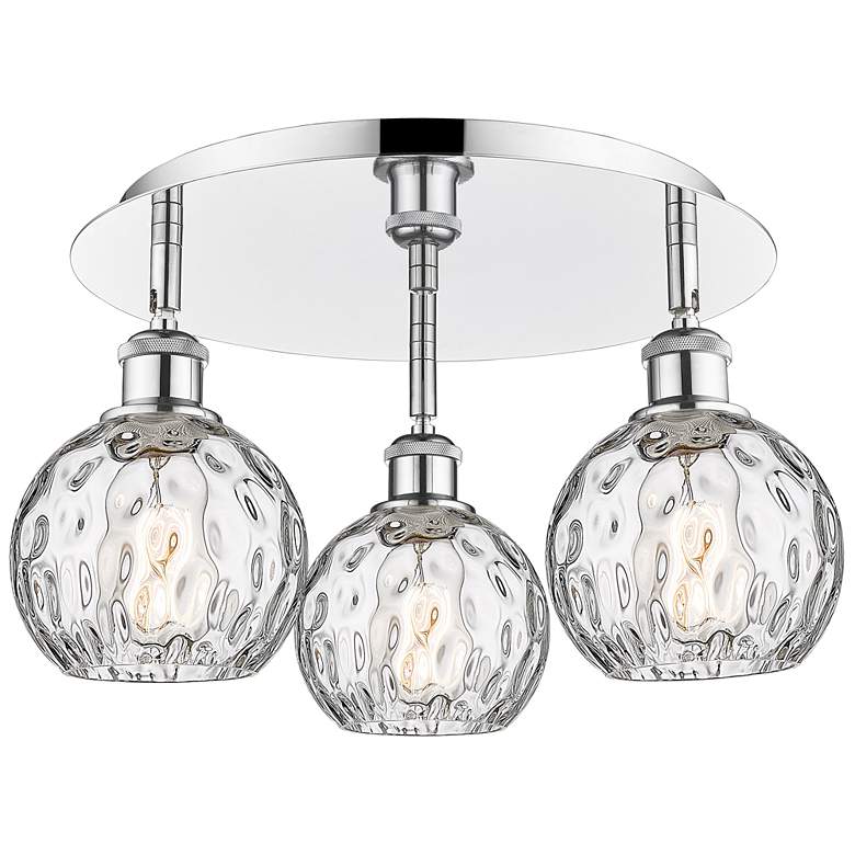Image 1 Athens 17.63" Wide 3 Light Polished Chrome Flush Mount w/ Water Glass