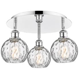 Athens 17.63" Wide 3 Light Polished Chrome Flush Mount w/ Water Glass Athens 17.63" Wide 3 Light Polished Chrome Flush Mount w/ Water Glass