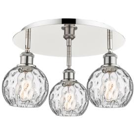 Athens 17.63" Wide 3 Light Polished Nickel Flush Mount w/ Water Glass Athens 17.63" Wide 3 Light Polished Nickel Flush Mount w/ Water Glass
