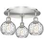 Athens 17.63" Wide 3 Light Satin Nickel Flush Mount With Water Glass S