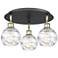 Athens 17.63"W 3 Light Black Antique Brass Flush Mount w/ Deco Swirl S