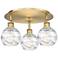Athens 17.63"W 3 Light Brushed Brass Flush Mount With Deco Swirl Shade