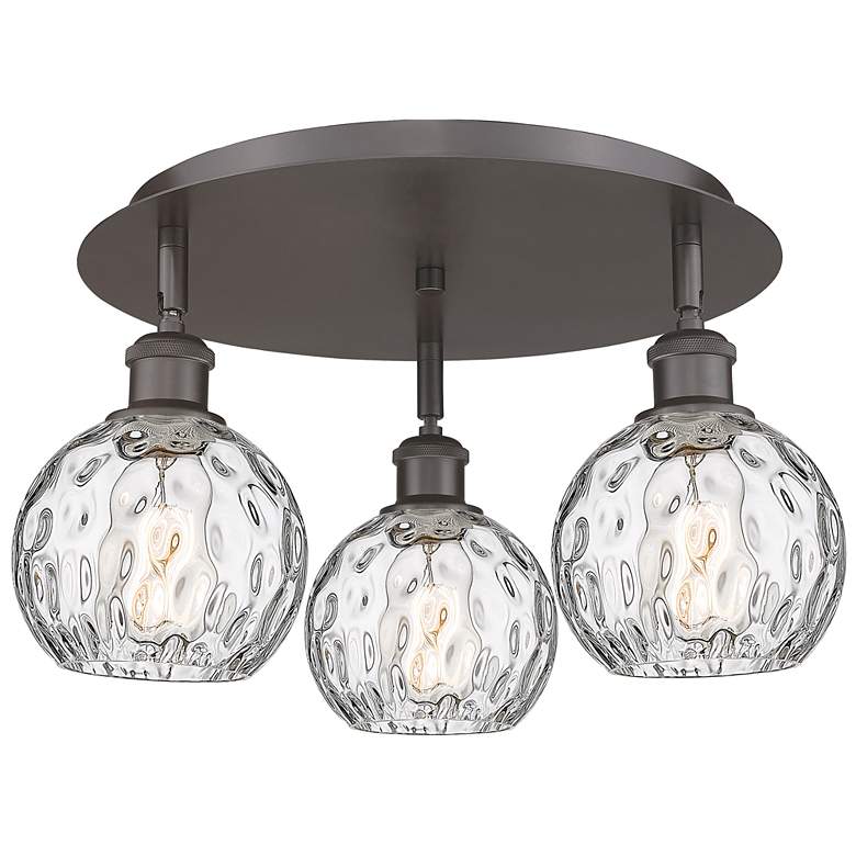 Image 1 Athens 17.63"W 3 Light Oil Rubbed Bronze Flush Mount w/ Water Glass Sh