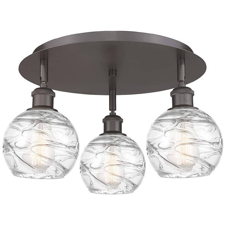 Image 1 Athens 17.63"W 3 Light Oil Rubbed Bronze Flush Mount With Deco Swirl S