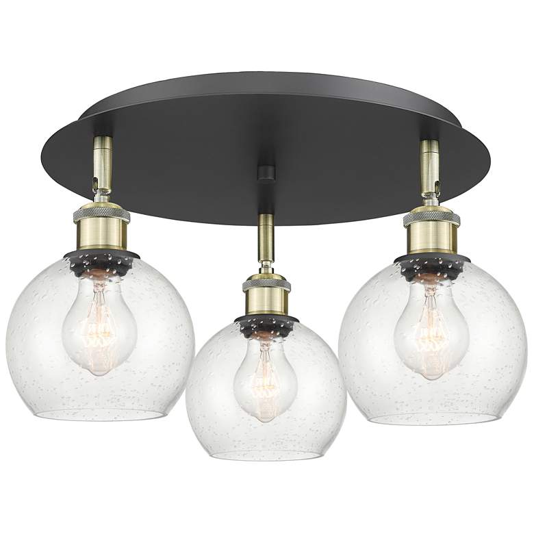 Image 1 Athens 17.75" Wide 3 Light Black Antique Brass Flush Mount With Seedy