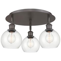 Athens 17.75&quot; Wide 3 Light Oil Rubbed Bronze Flush Mount With Clear Sh