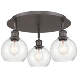 Athens 17.75&quot; Wide 3 Light Oil Rubbed Bronze Flush Mount With Seedy Sh