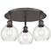 Athens 17.75" Wide 3 Light Oil Rubbed Bronze Flush Mount With Seedy Sh