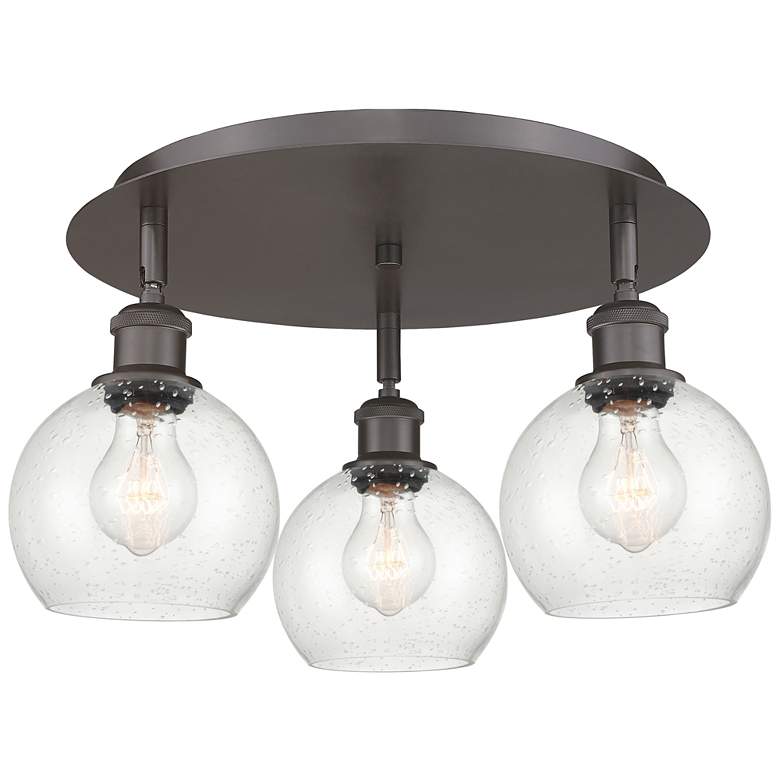 Image 1 Athens 17.75" Wide 3 Light Oil Rubbed Bronze Flush Mount With Seedy Sh