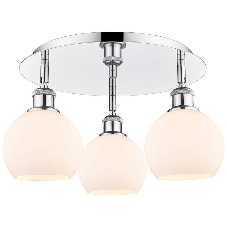 Image 1 Athens 17.75" Wide 3 Light Polished Chrome Flush Mount w/ Matte White