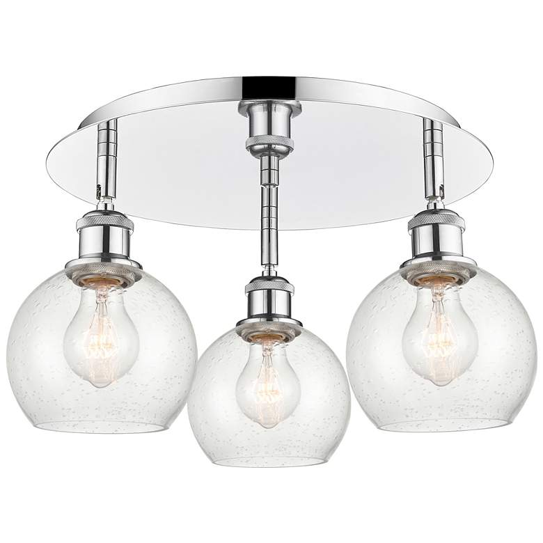 Image 1 Athens 17.75" Wide 3 Light Polished Chrome Flush Mount With Seedy Shad