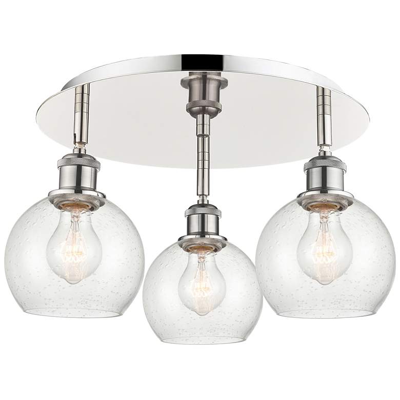 Image 1 Athens 17.75" Wide 3 Light Polished Nickel Flush Mount With Seedy Shad