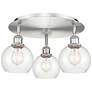 Athens 17.75" Wide 3 Light Satin Nickel Flush Mount With Clear Glass S