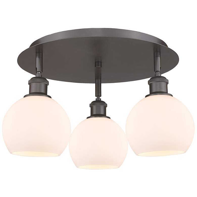 Image 1 Athens 17.75"W 3 Light Oil Rubbed Bronze Flush Mount w/ Matte White Sh