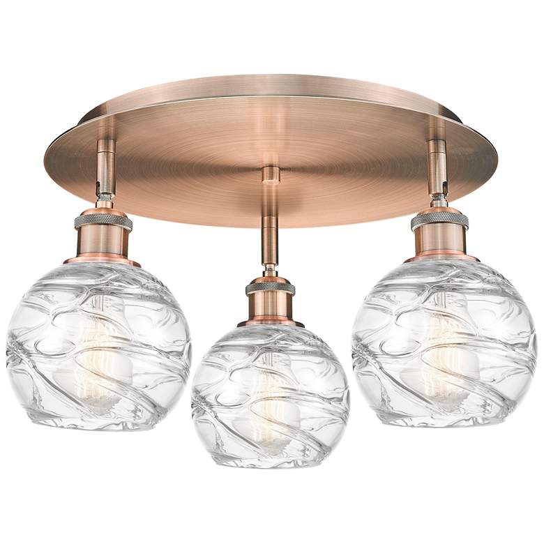 Image 1 Athens 17 3/4" Wide Antique Copper 3-Light Ceiling Light