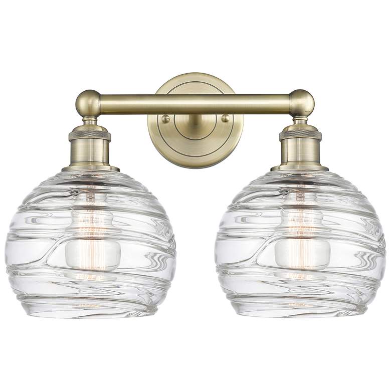 Image 1 Athens 17" Wide 2 Light Antique Brass Bath Vanity Light w/ Deco Swirl