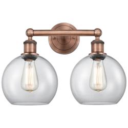 Athens 17&quot; Wide 2 Light Antique Copper Bath Vanity Light With Clear Sh