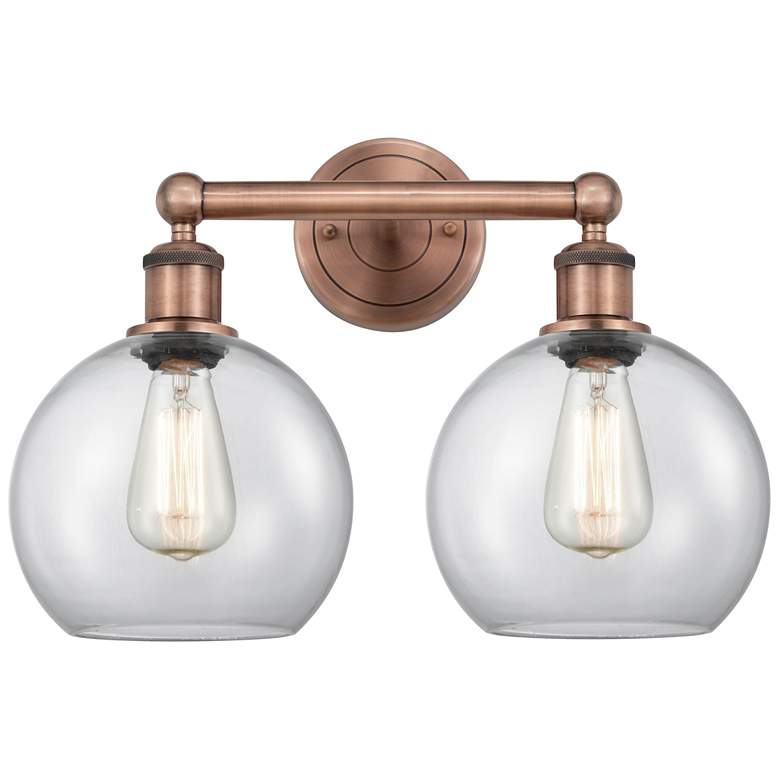 Image 1 Athens 17" Wide 2 Light Antique Copper Bath Vanity Light With Clear Sh