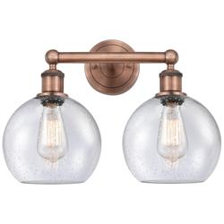 Athens 17&quot; Wide 2 Light Antique Copper Bath Vanity Light With Seedy Sh