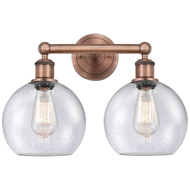 Image 1 Athens 17" Wide 2 Light Antique Copper Bath Vanity Light With Seedy Sh
