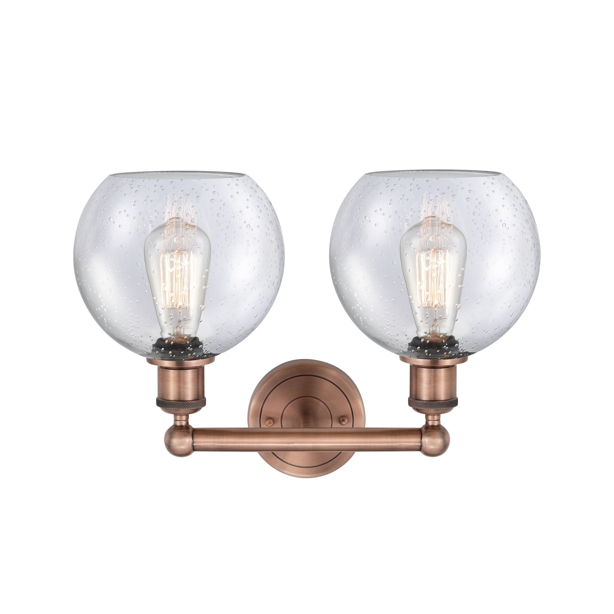 Image 2 Athens 17" Wide 2 Light Antique Copper Bath Vanity Light With Seedy Sh more views