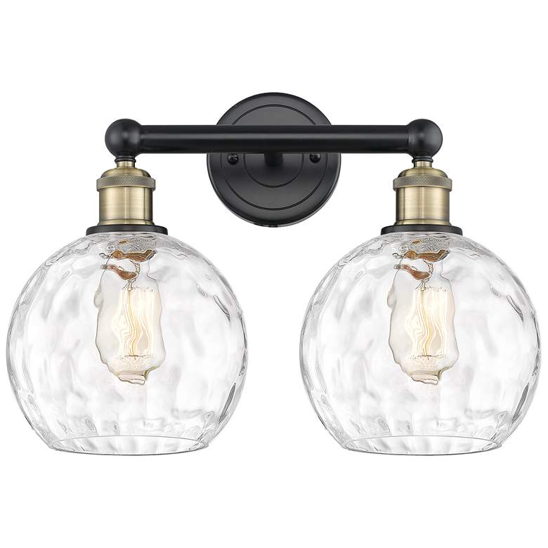Image 1 Athens 17" Wide 2 Light Black Brass Bath Vanity Light w/ Water Glass S
