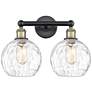 Athens 17" Wide 2 Light Black Brass Bath Vanity Light w/ Water Glass S