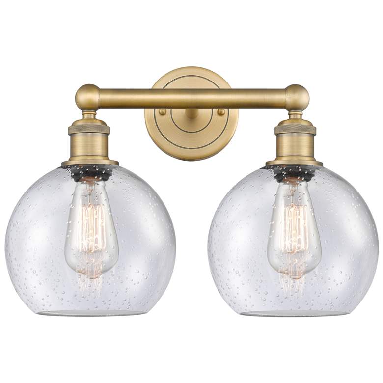 Image 1 Athens 17" Wide 2 Light Brushed Brass Bath Vanity Light With Seedy Sha