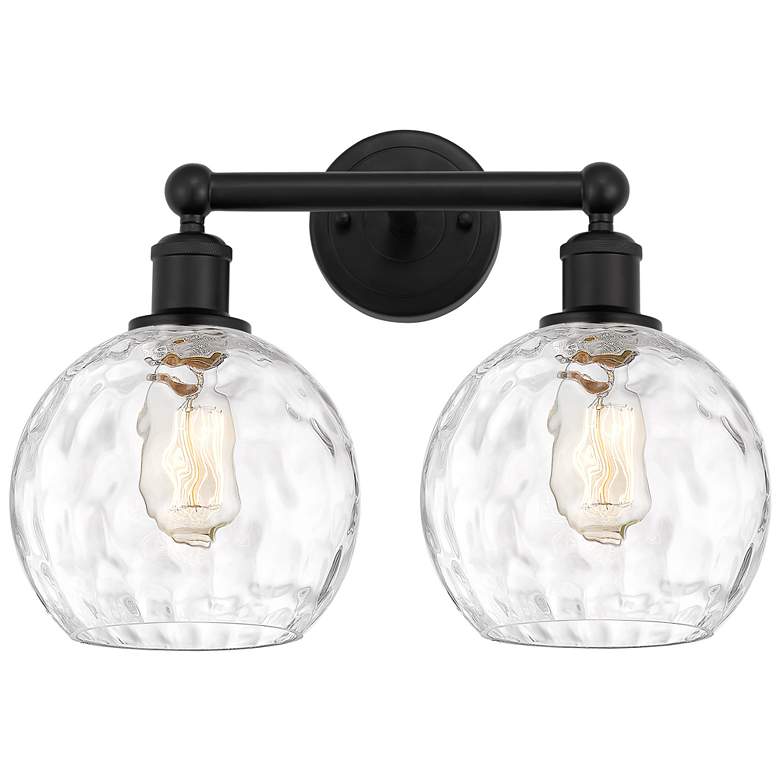 Image 1 Athens 17" Wide 2 Light Matte Black Bath Vanity Light w/ Water Glass S