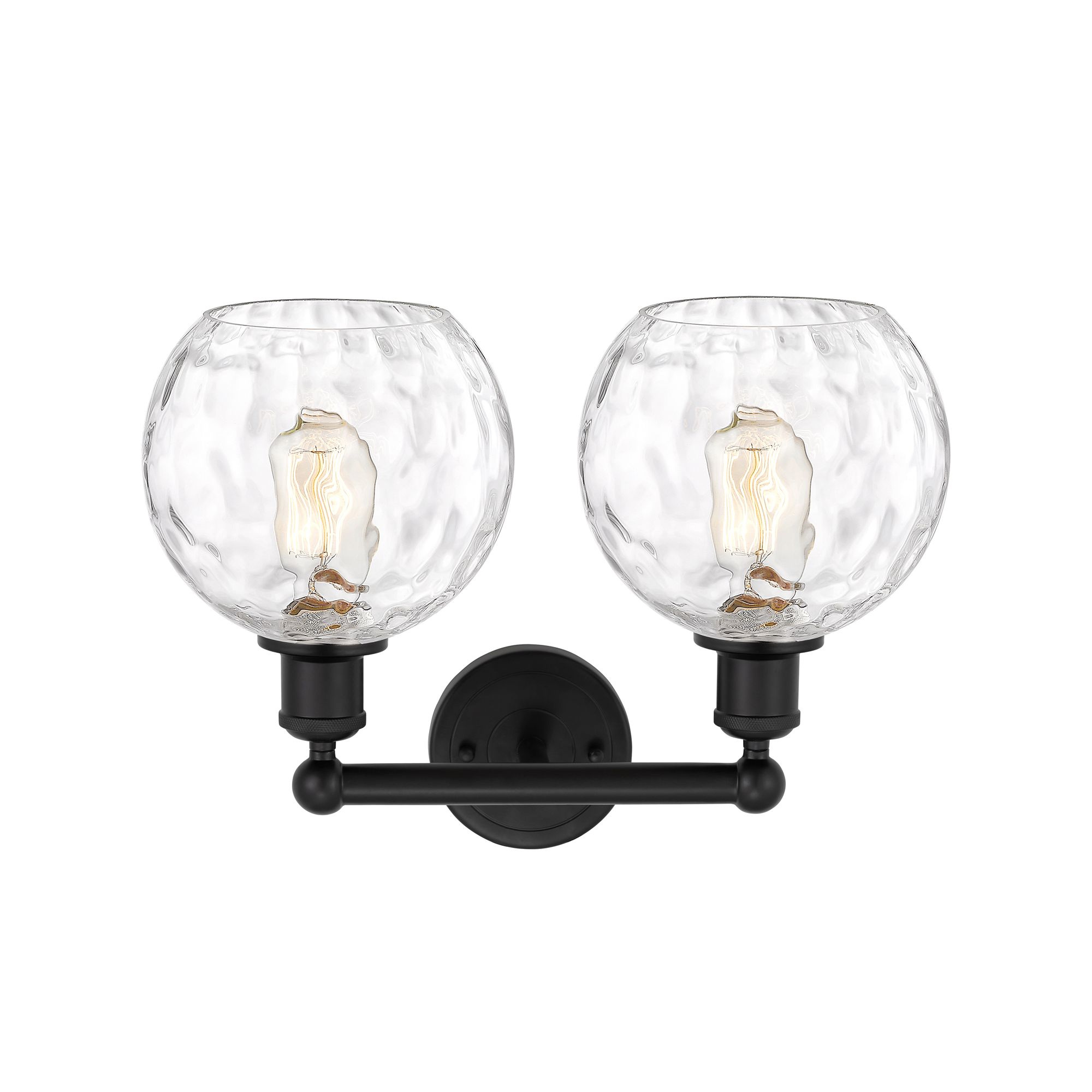 Image 2 Athens 17" Wide 2 Light Matte Black Bath Vanity Light w/ Water Glass S more views