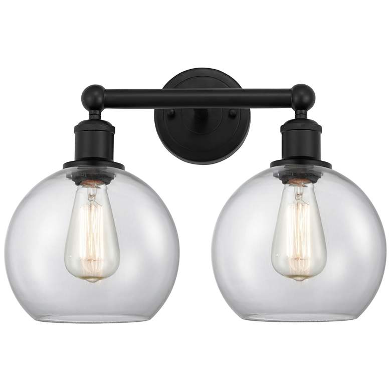 Image 1 Athens 17" Wide 2 Light Matte Black Bath Vanity Light With Clear Shade